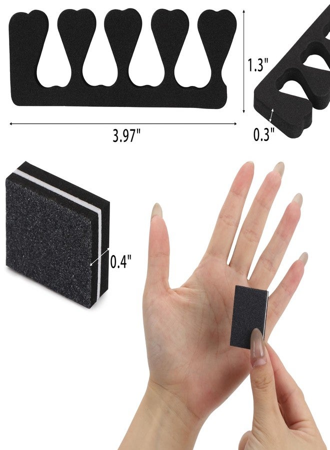 Tecbeauty 102pcs Toe Separators Set - Premium Pedicure Tool Super Soft Pedicure Toe Separator- Mini Nail Buffer Block File 80/100 Grit 2 Sided, Black - Image 2
